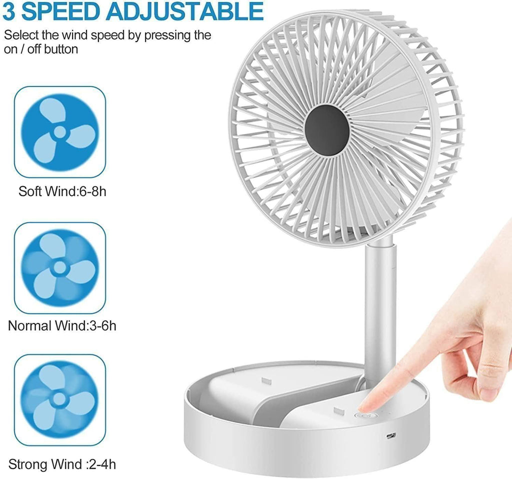 Zyvoria™ Portable Folding Table Fan | USB Rechargeable | Silent Cooling.