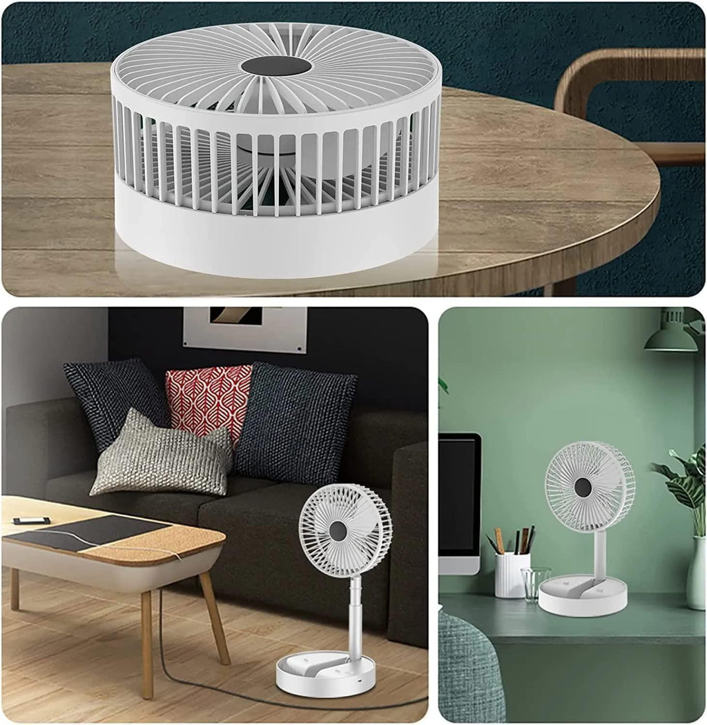 Zyvoria™ Portable Folding Table Fan | USB Rechargeable | Silent Cooling.