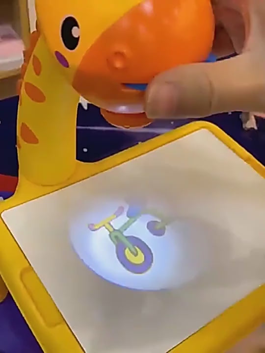 Kids Table Projector Art Drawing Desk Toy with 24 Pattern Slides & Color Pens